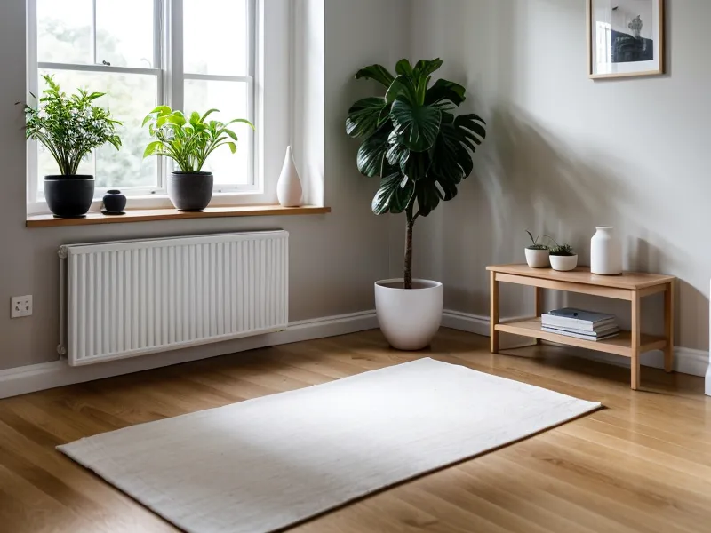 Meditationskissen auf Eichenparkett als Anker der Morgenroutine vor der UX-Design-Arbeit im Homeoffice
