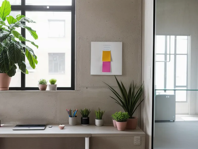UX-Design-Arbeitsplatz in der Agentur mit Post-its und Laptop – Symbolbild für Agenturalltag und Burnout-Prävention