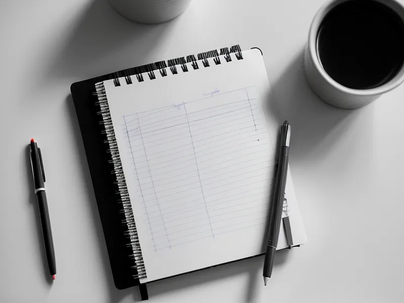 Journaling-Notizbuch einer UX-Designerin mit Skizzen und Text
