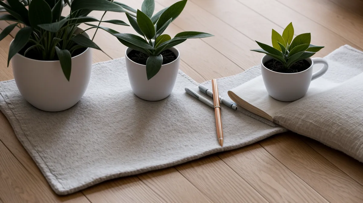Mental Load im Design Job reduzieren durch geführte Meditationen für Anfänger – ruhiger Schreibtisch am Abend nach einem UX-Arbeitstag in Düsseldorf
